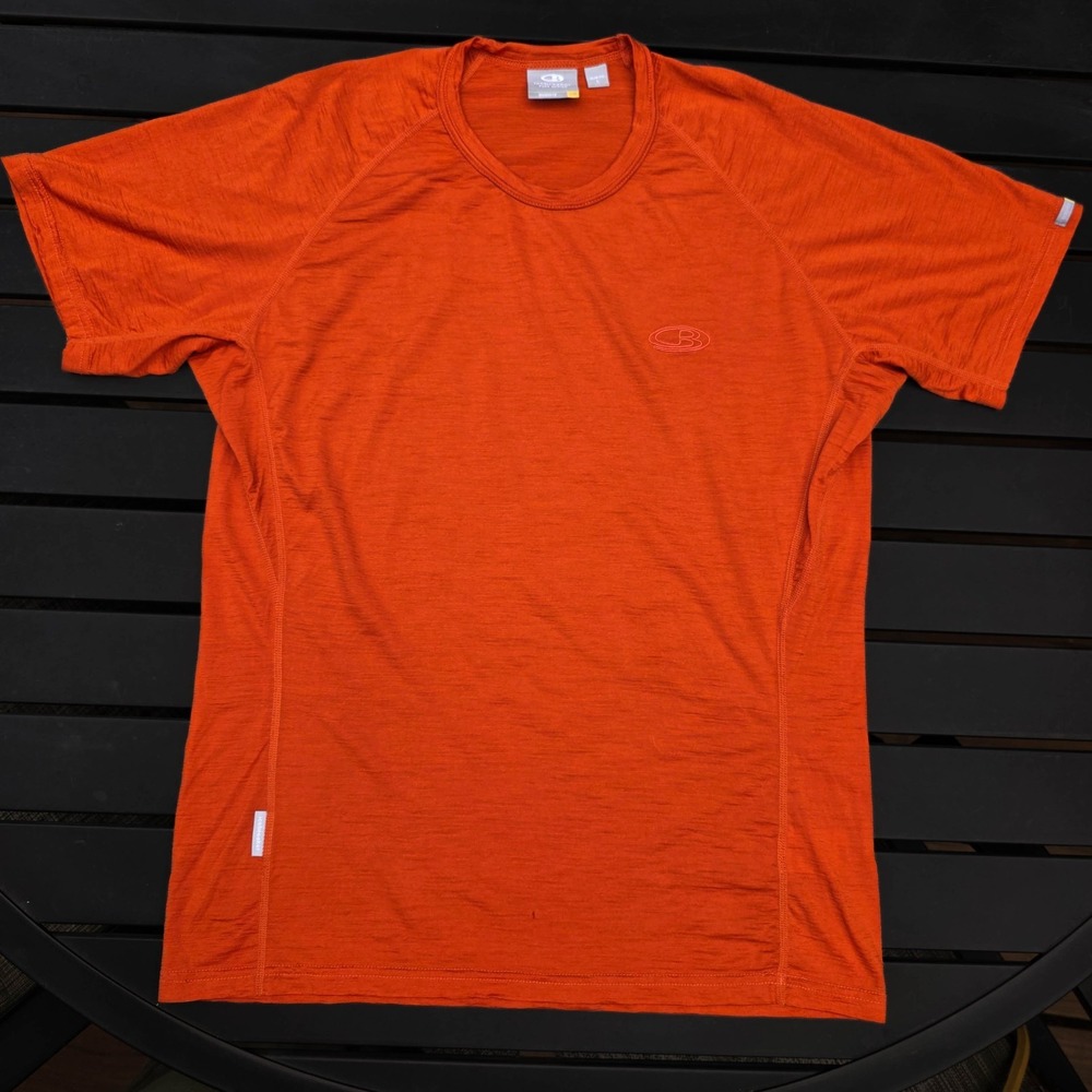 Icebreaker BodyFit 150 Shirt Mens L Burnt Orange Merino Wool Slim Fit Hiking